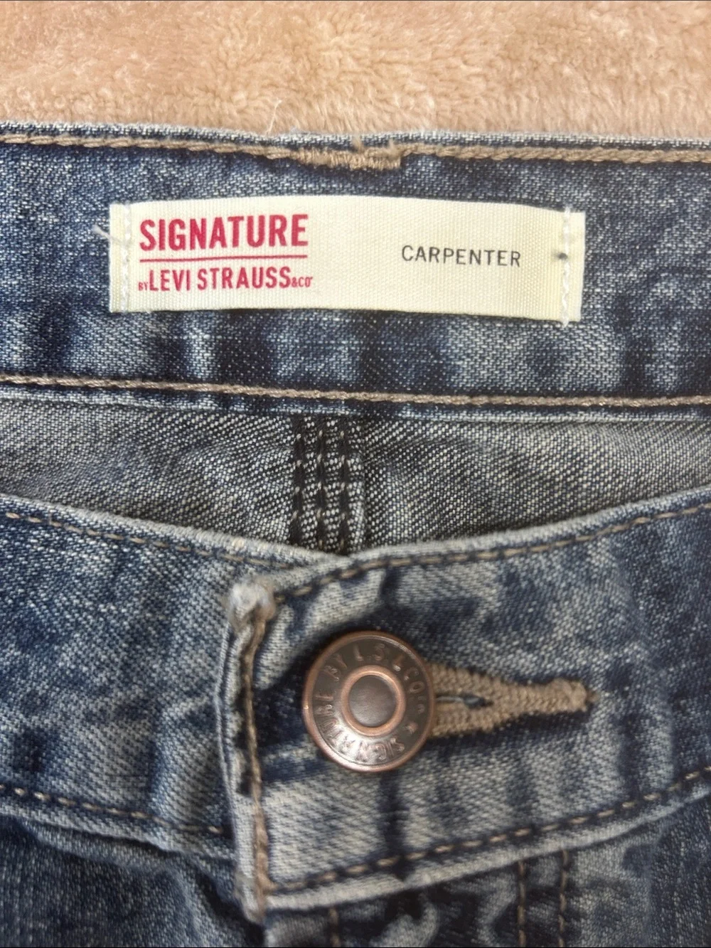 Signature Levi Strauss Carpenter mens Jeans 36x31.5  Workwear Baggy Utility blue